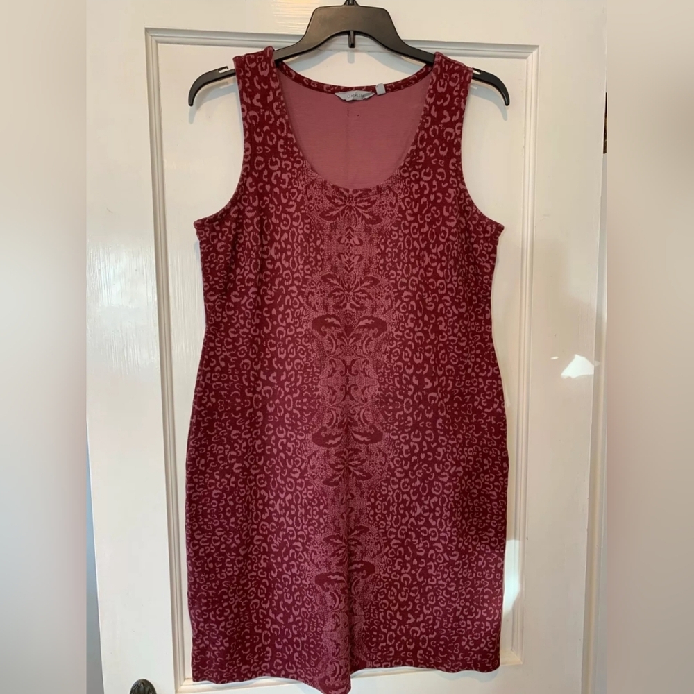 Athleta Shayla Sleeveless Ponte Burgundy Dress Animal Print Size 1X, LT L, LP